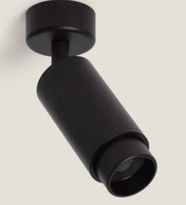 Black cylindrical interior spotlight